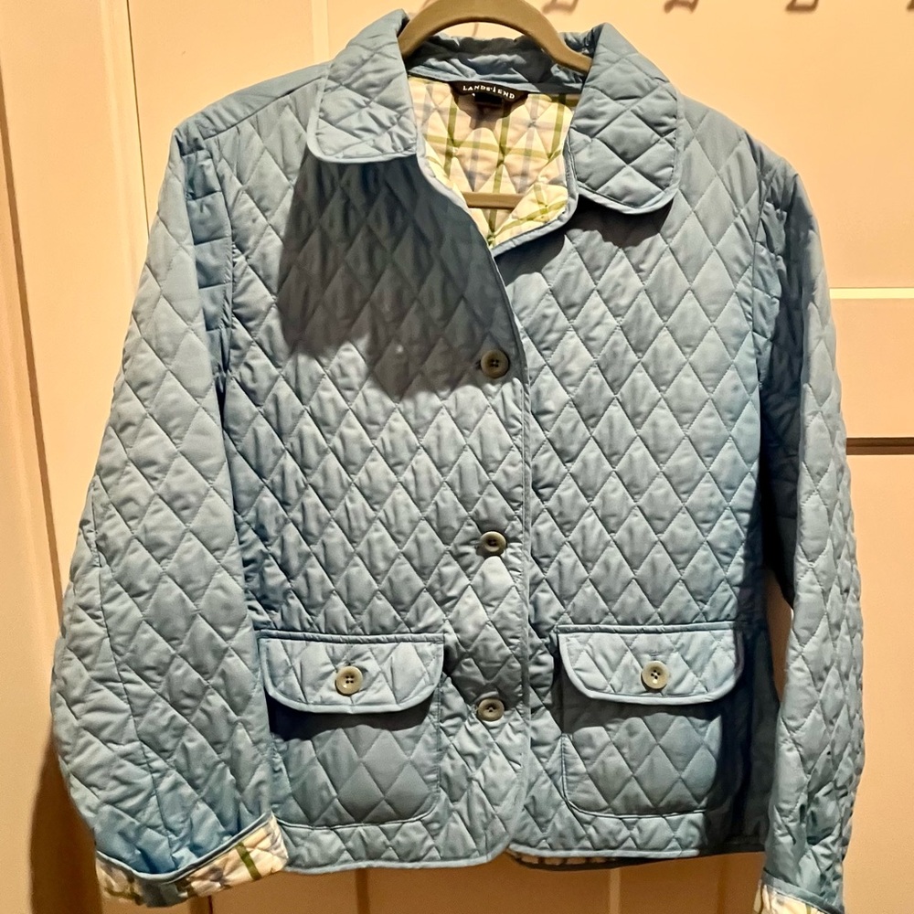 Land’s End Light Blue Quilted Jacket Size L
